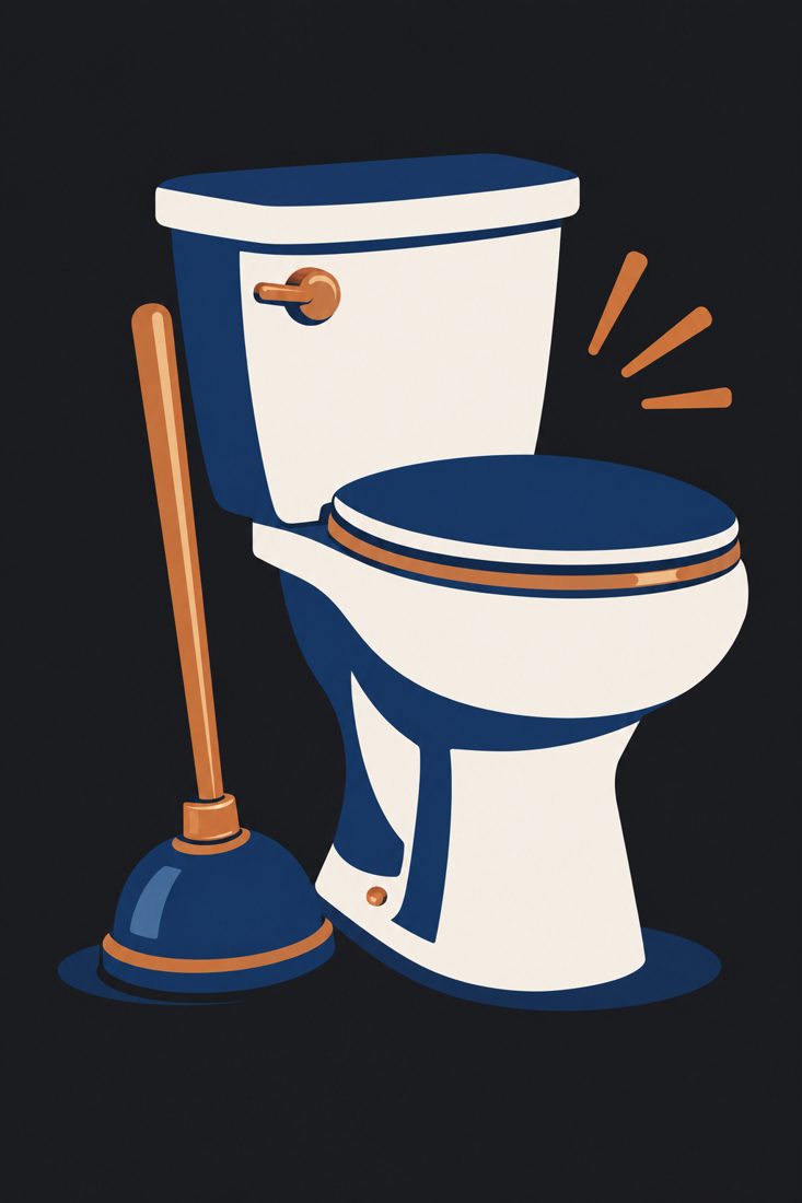 Illustration of a toilet with a plunger for a Encinitas, CA home